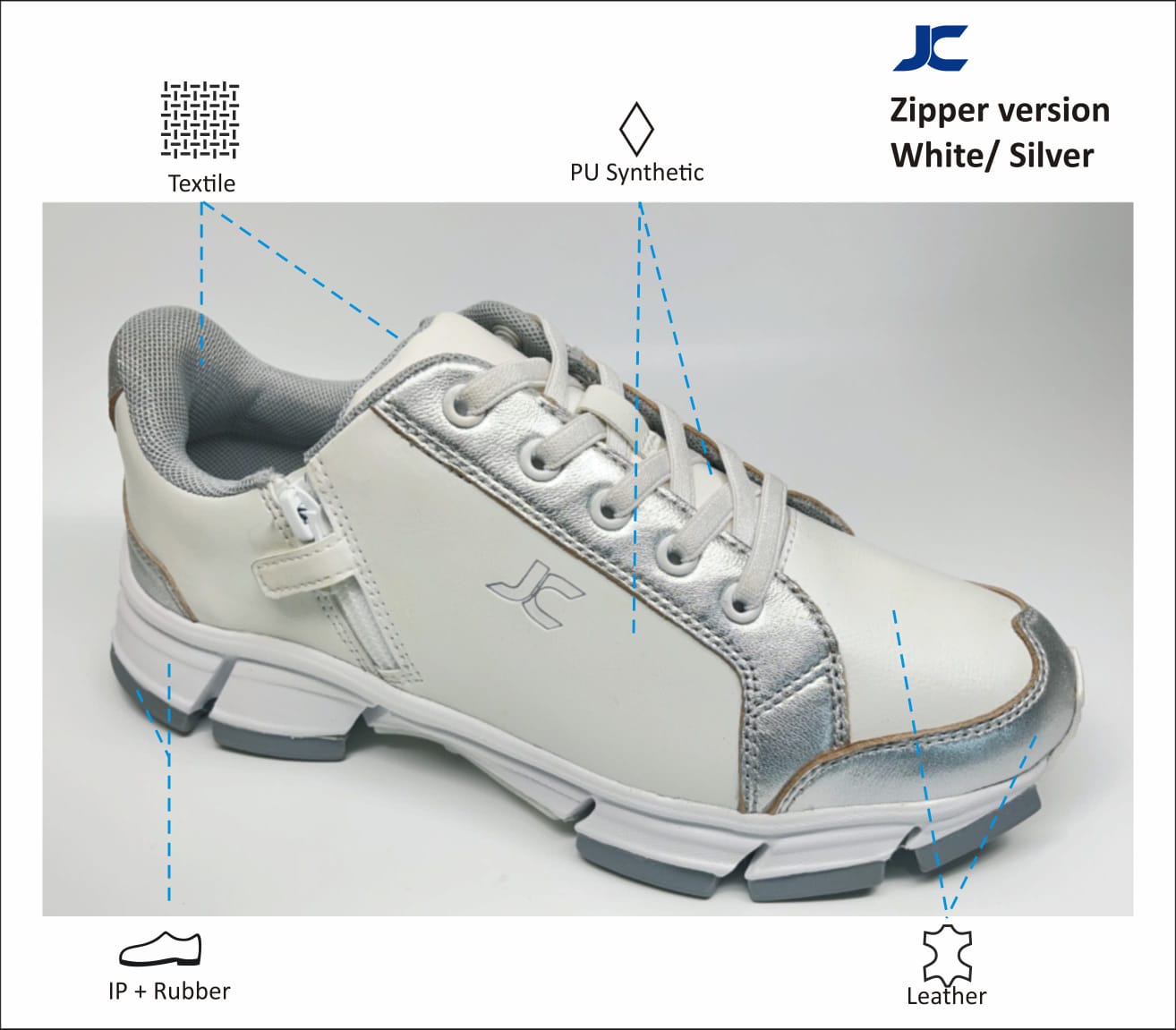 SEPATU NOBF - JC SILVER/WHITE