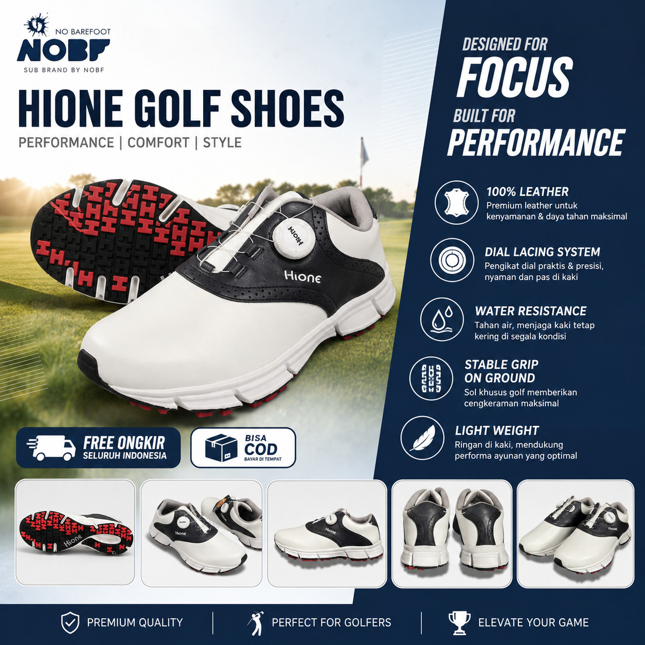 NOBF - HIONE DIAL M242D GOLF SHOES - NAVY/WHITE