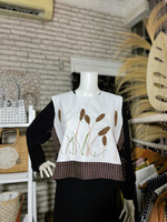 Vest Etnic Crop Kombinasi Bordir Ekslusif Tradisional Handmade Dengan Tenun dan Lurik 3