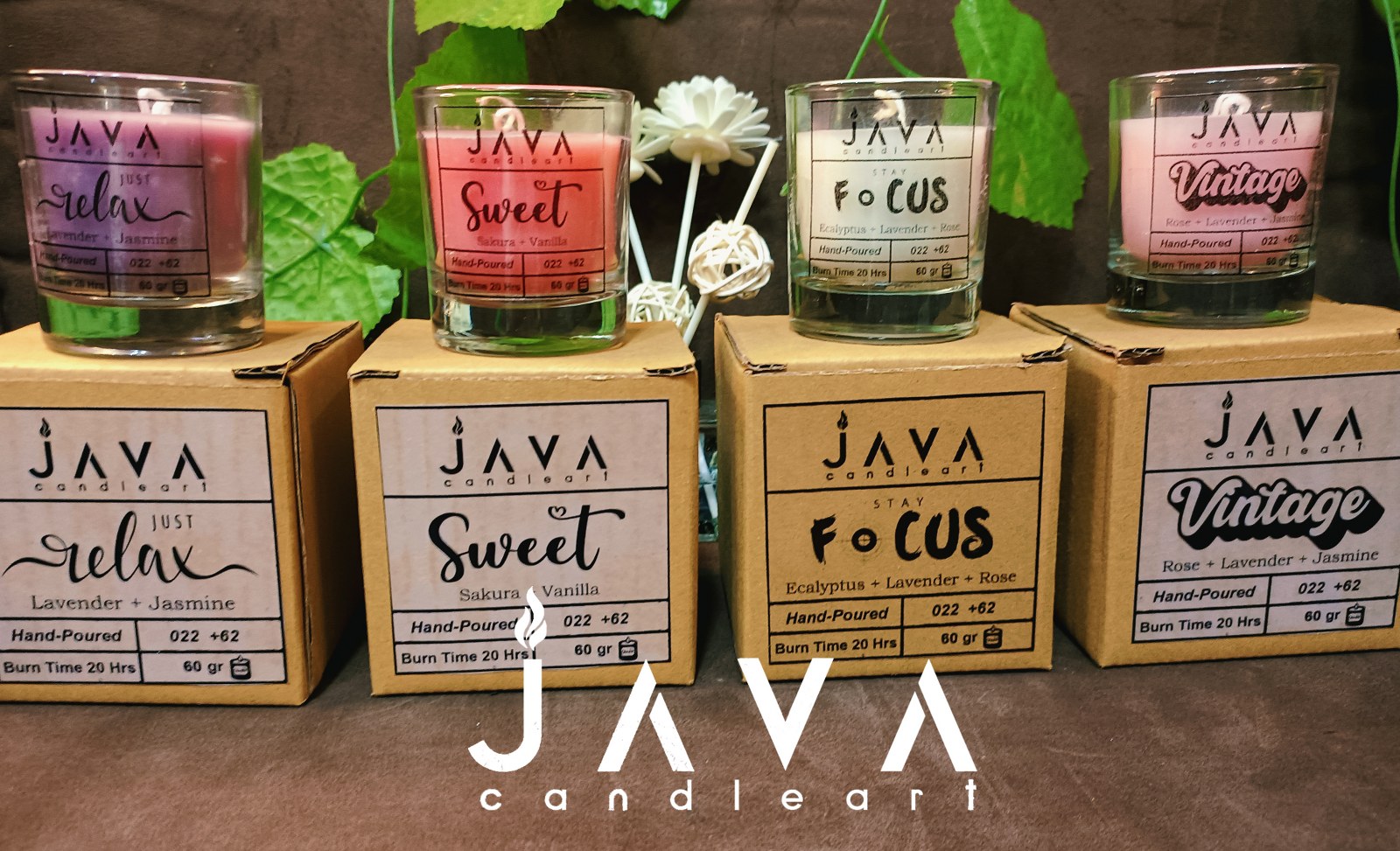 Lilin Aromatherapy Java Candle Art Natural Wax Gelas Sloki 60Gr