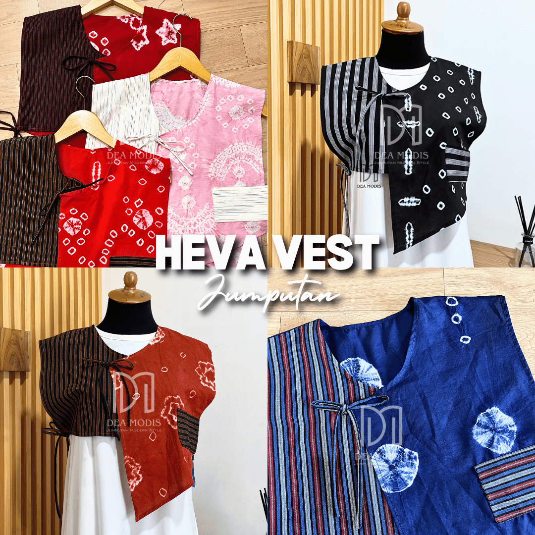 Heva Vest Rompi Wanita Batik Jumputan mix Tenun Lurik by Dea Modis Jumputan