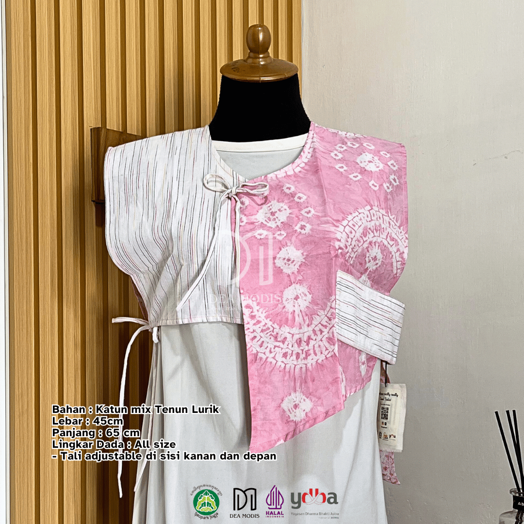Heva Vest Rompi Wanita Batik Jumputan mix Tenun Lurik by Dea Modis Jumputan