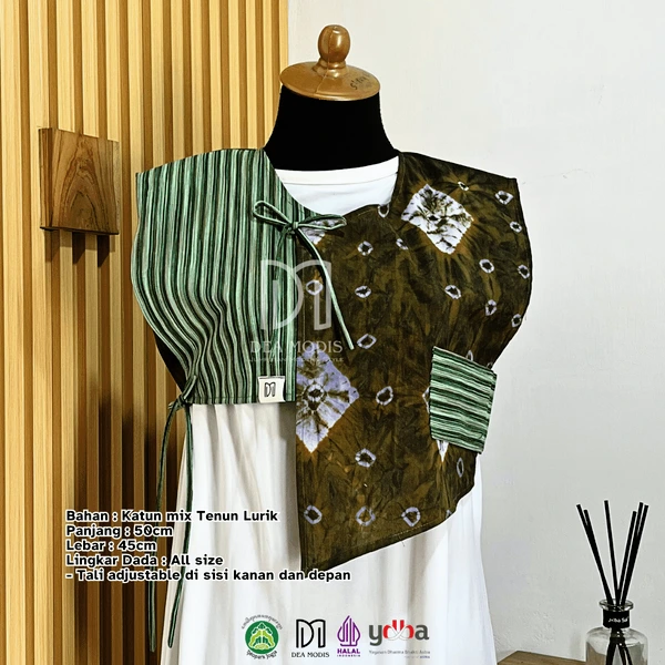 Heva Vest Rompi Wanita Batik Jumputan mix Tenun Lurik by Dea Modis Jumputan