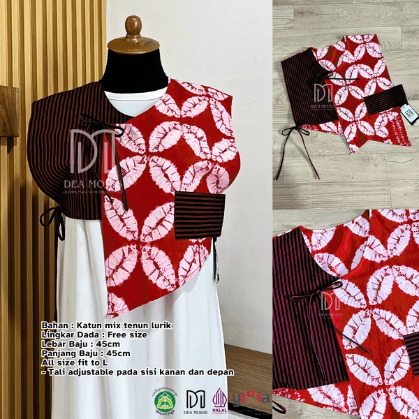 Heva Vest Rompi Wanita Batik Jumputan mix Tenun Lurik by Dea Modis Jumputan
