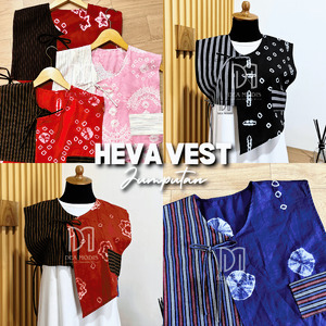 Heva Vest Rompi Wanita Batik Jumputan mix Tenun Lurik by Dea Modis Jumputan
