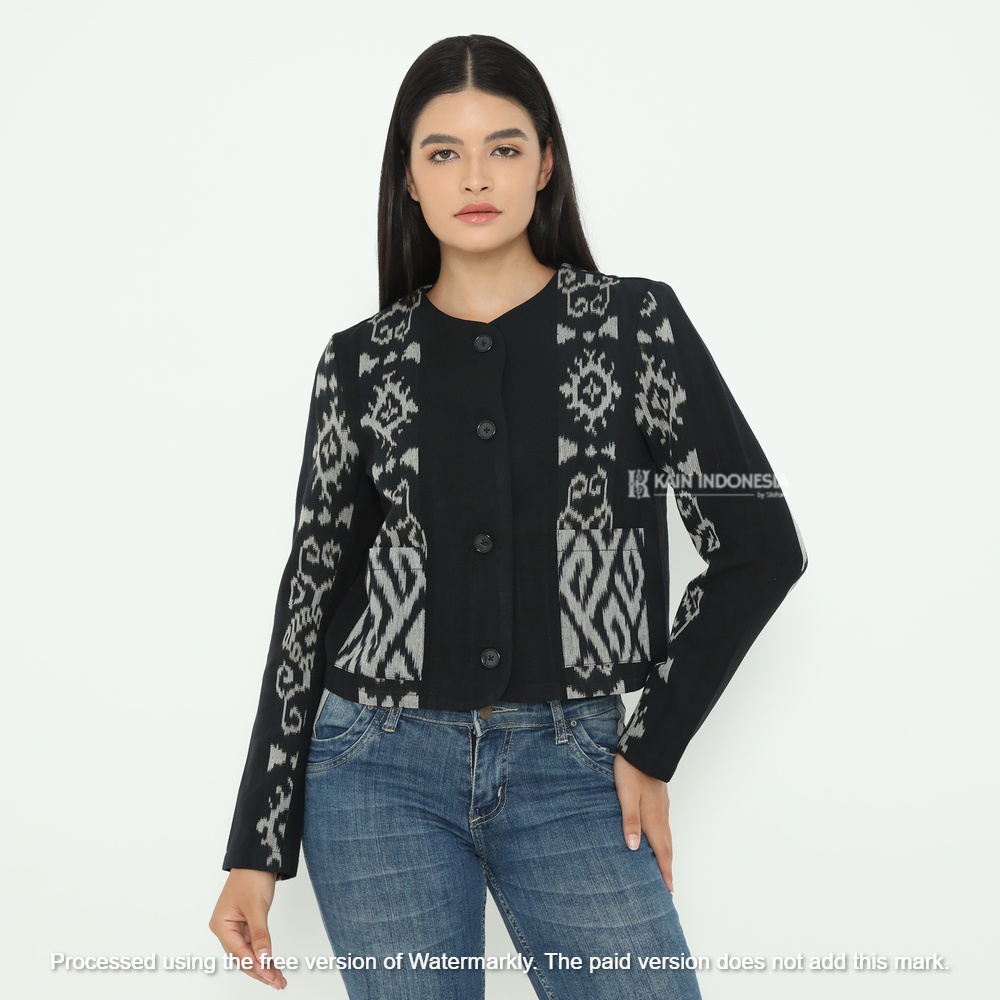 KIBS Jaket Zarra Tenun Jepara Samima Hitam Formal