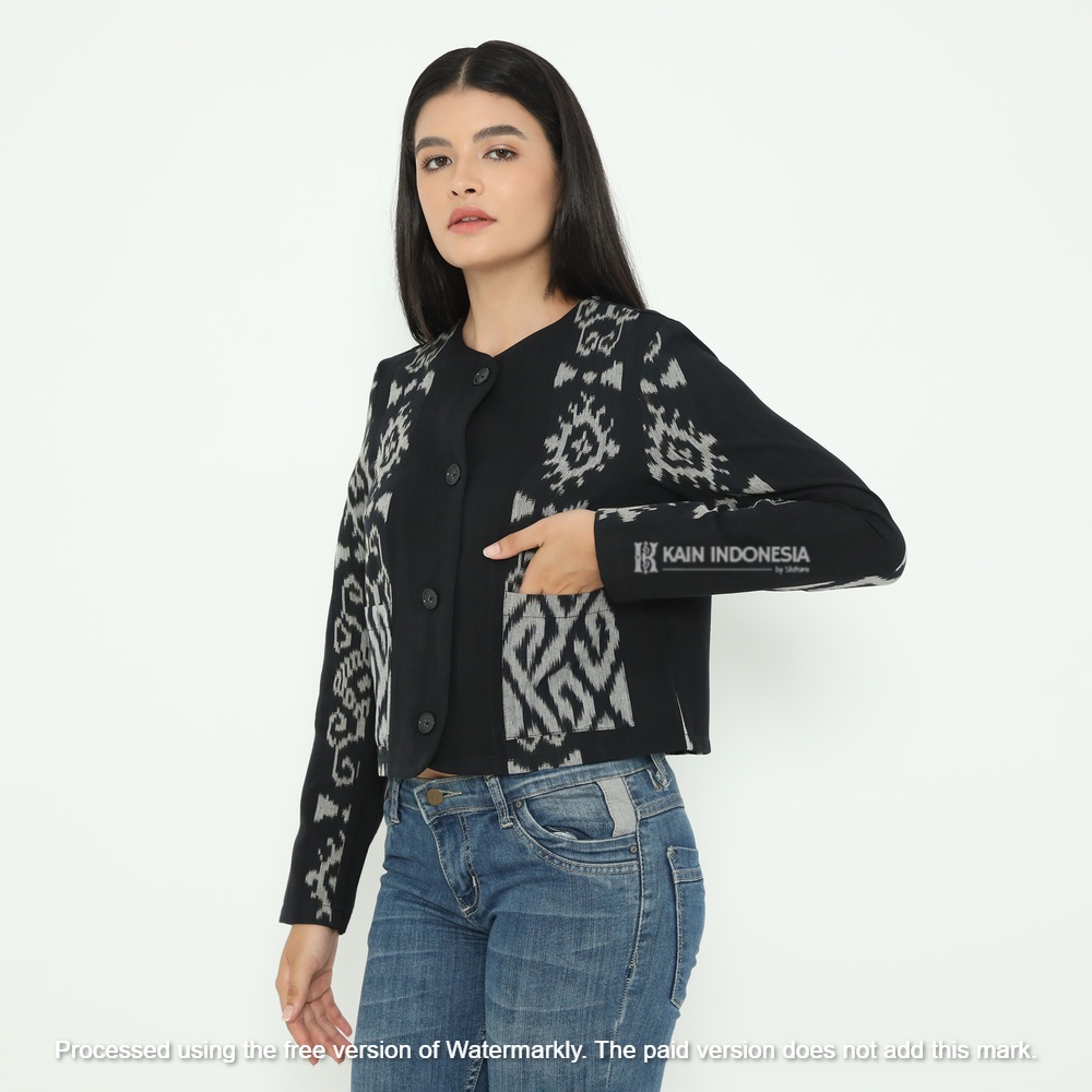 KIBS Jaket Zarra Tenun Jepara Samima Hitam Formal