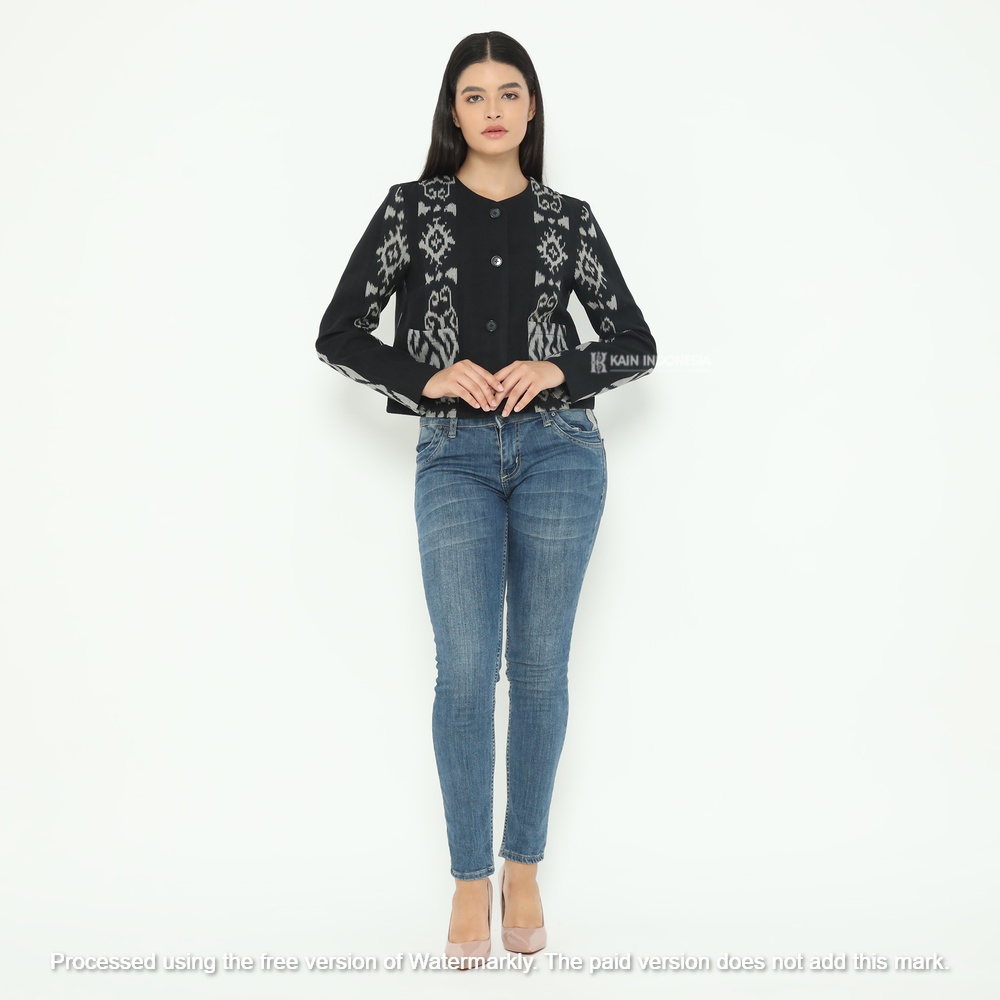 KIBS Jaket Zarra Tenun Jepara Samima Hitam Formal