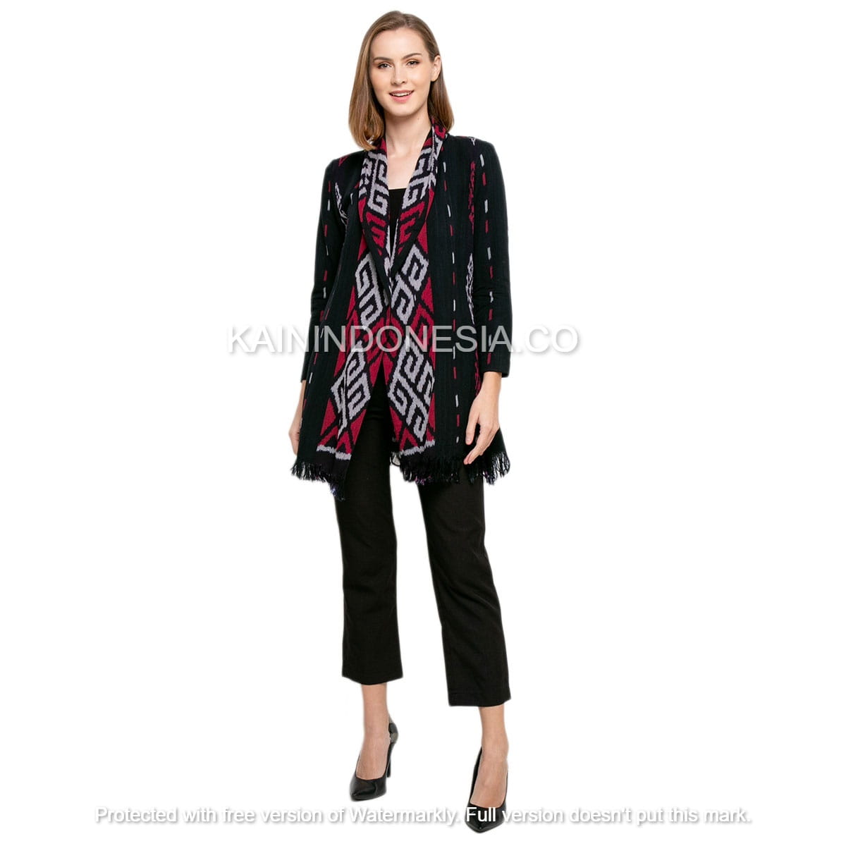 KI Outer Cardigan Kardigan Blazer Tenun Jepara Kemala Safiyya Merah