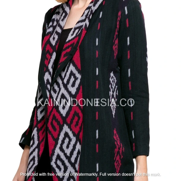 KI Outer Cardigan Kardigan Blazer Tenun Jepara Kemala Safiyya Merah