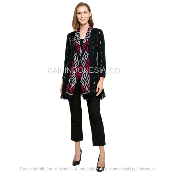 KI Outer Cardigan Kardigan Blazer Tenun Jepara Kemala Safiyya Merah