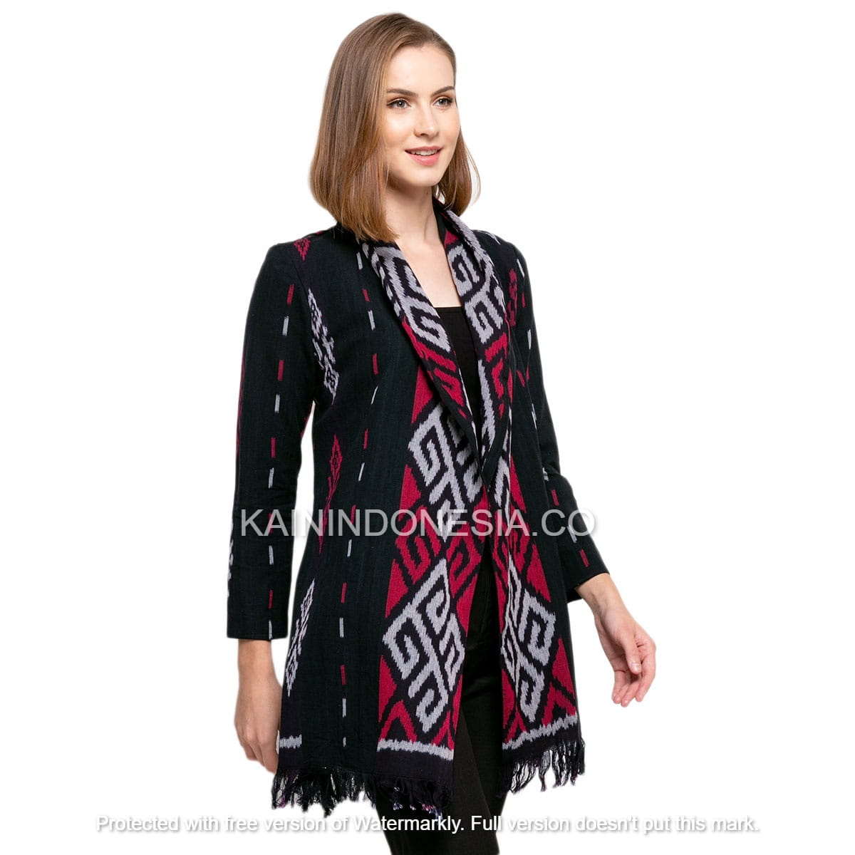 KI Outer Cardigan Kardigan Blazer Tenun Jepara Kemala Safiyya Merah