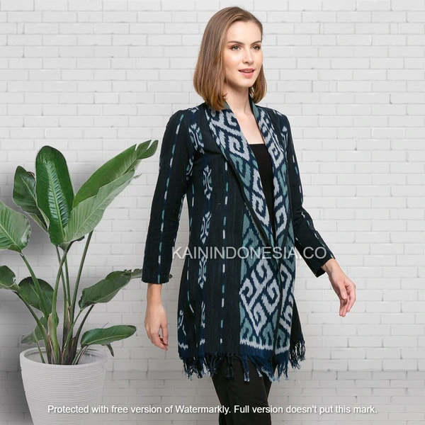 KI Outer Cardigan Kardigan Blazer Tenun Jepara Kemala Safiyya Merah