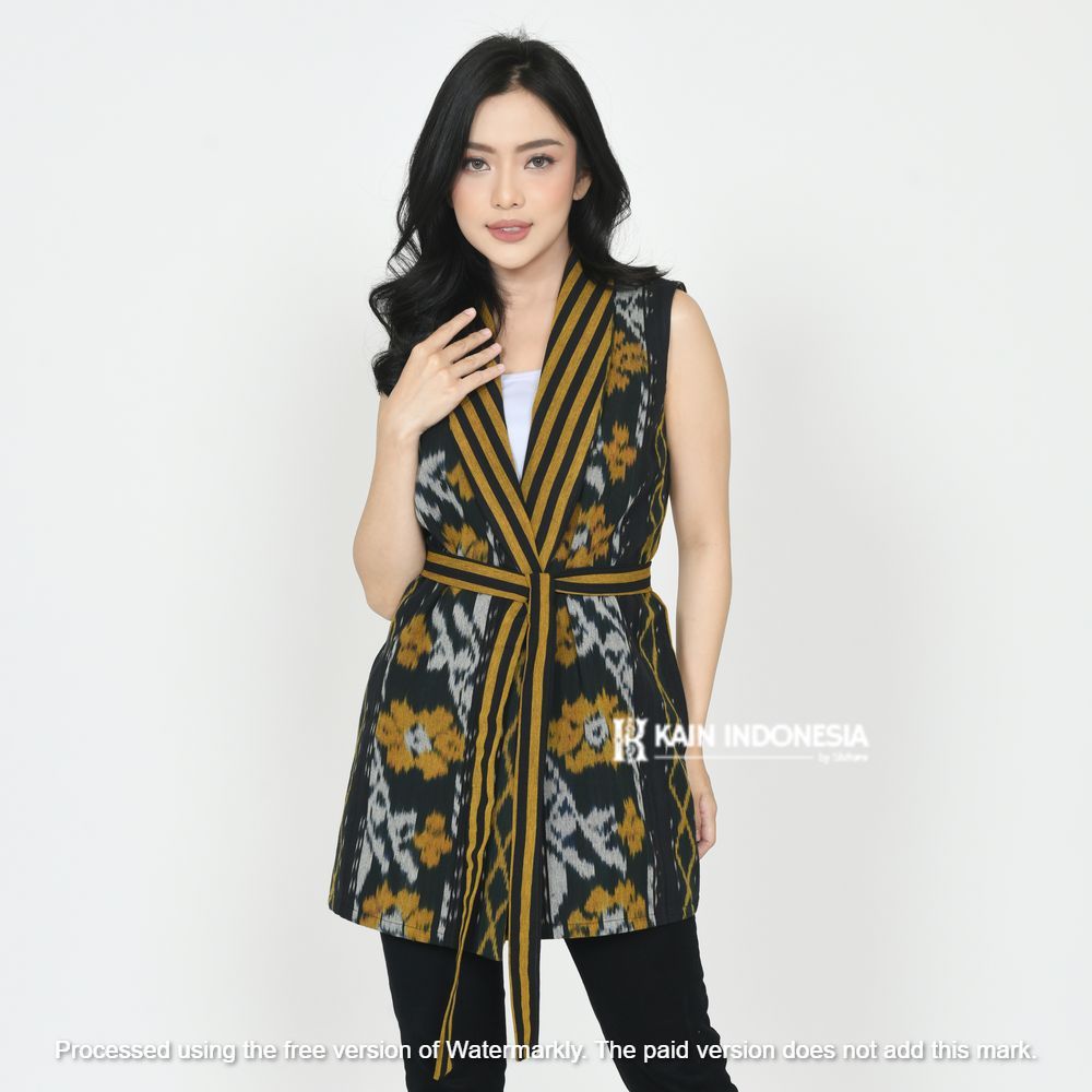 Vest Ressa Tenun Jepara Fira Kuning Outer Tenun Modern