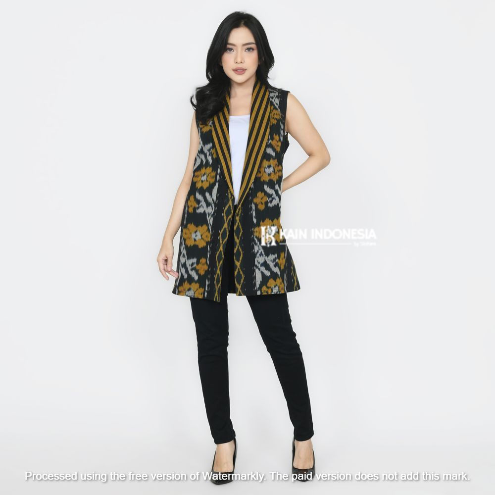 Vest Ressa Tenun Jepara Fira Kuning Outer Tenun Modern