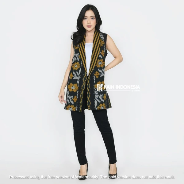 Vest Ressa Tenun Jepara Fira Kuning Outer Tenun Modern