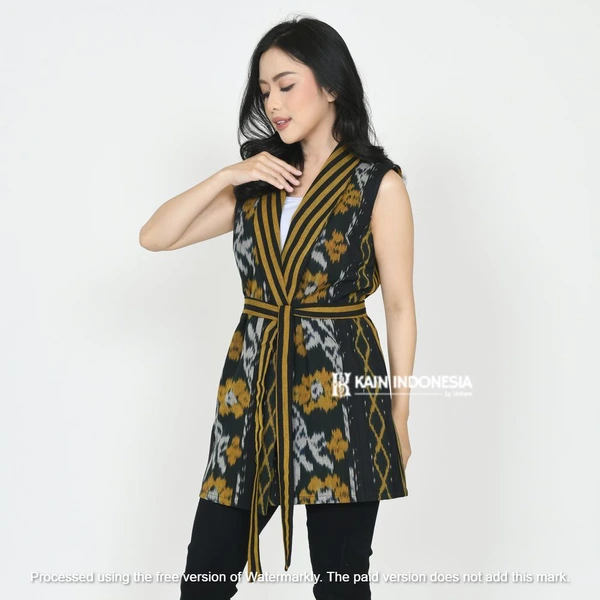 Vest Ressa Tenun Jepara Fira Kuning Outer Tenun Modern