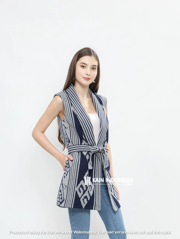 Vest Ressa Tenun Jepara Fira Kuning Outer Tenun Modern