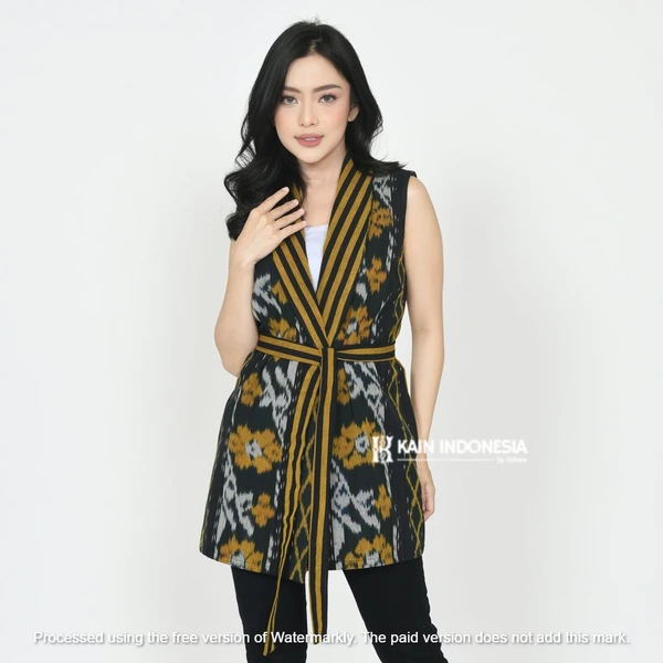 Vest Ressa Tenun Jepara Fira Kuning Outer Tenun Modern