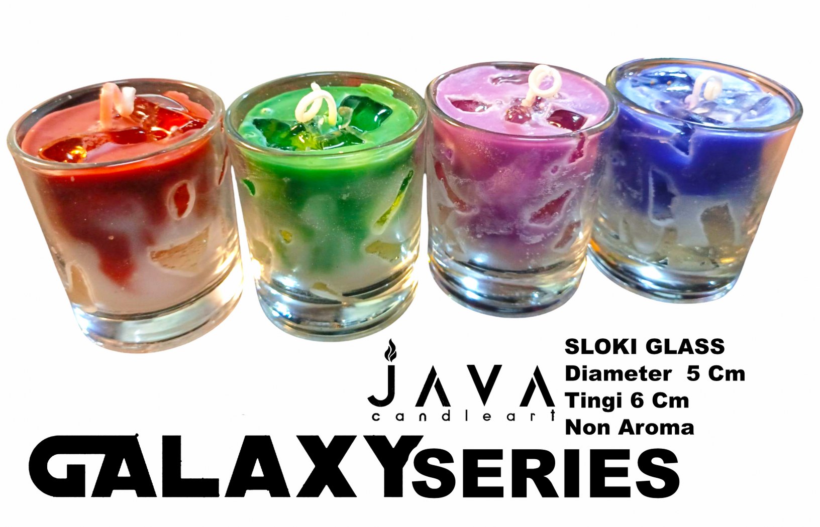 LILIN GELAS SLOKI GALAXY SERIES JELLY NON AROMA PENERANGAN DEKORASI SOUVENIR DAYA BAKAR 12 JAM