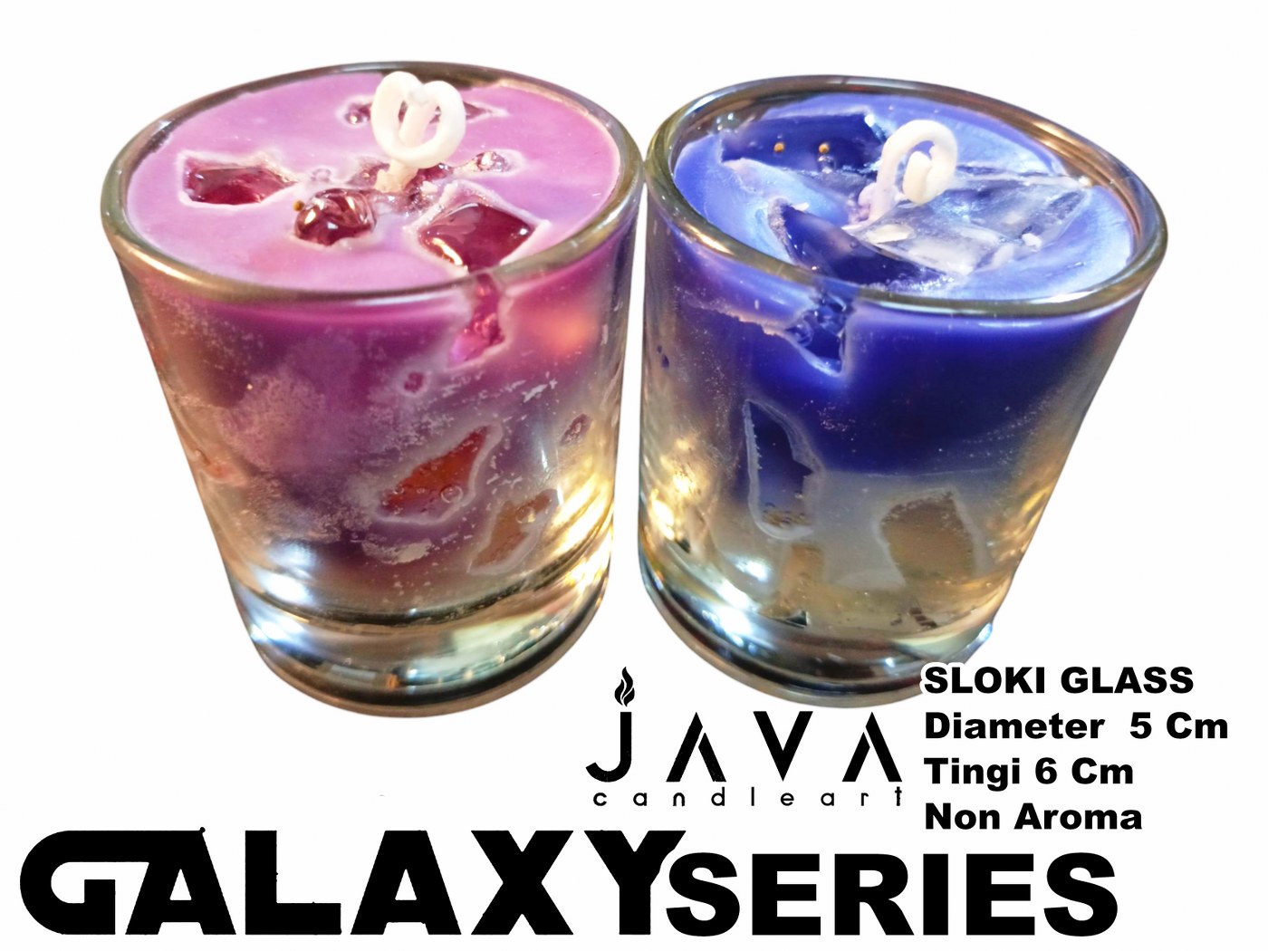 LILIN GELAS SLOKI GALAXY SERIES JELLY NON AROMA PENERANGAN DEKORASI SOUVENIR DAYA BAKAR 12 JAM
