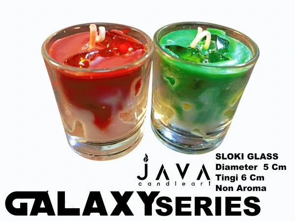 LILIN GELAS SLOKI GALAXY SERIES JELLY NON AROMA PENERANGAN DEKORASI SOUVENIR DAYA BAKAR 12 JAM