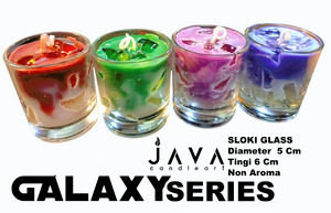 LILIN GELAS SLOKI GALAXY SERIES JELLY NON AROMA PENERANGAN DEKORASI SOUVENIR DAYA BAKAR 12 JAM