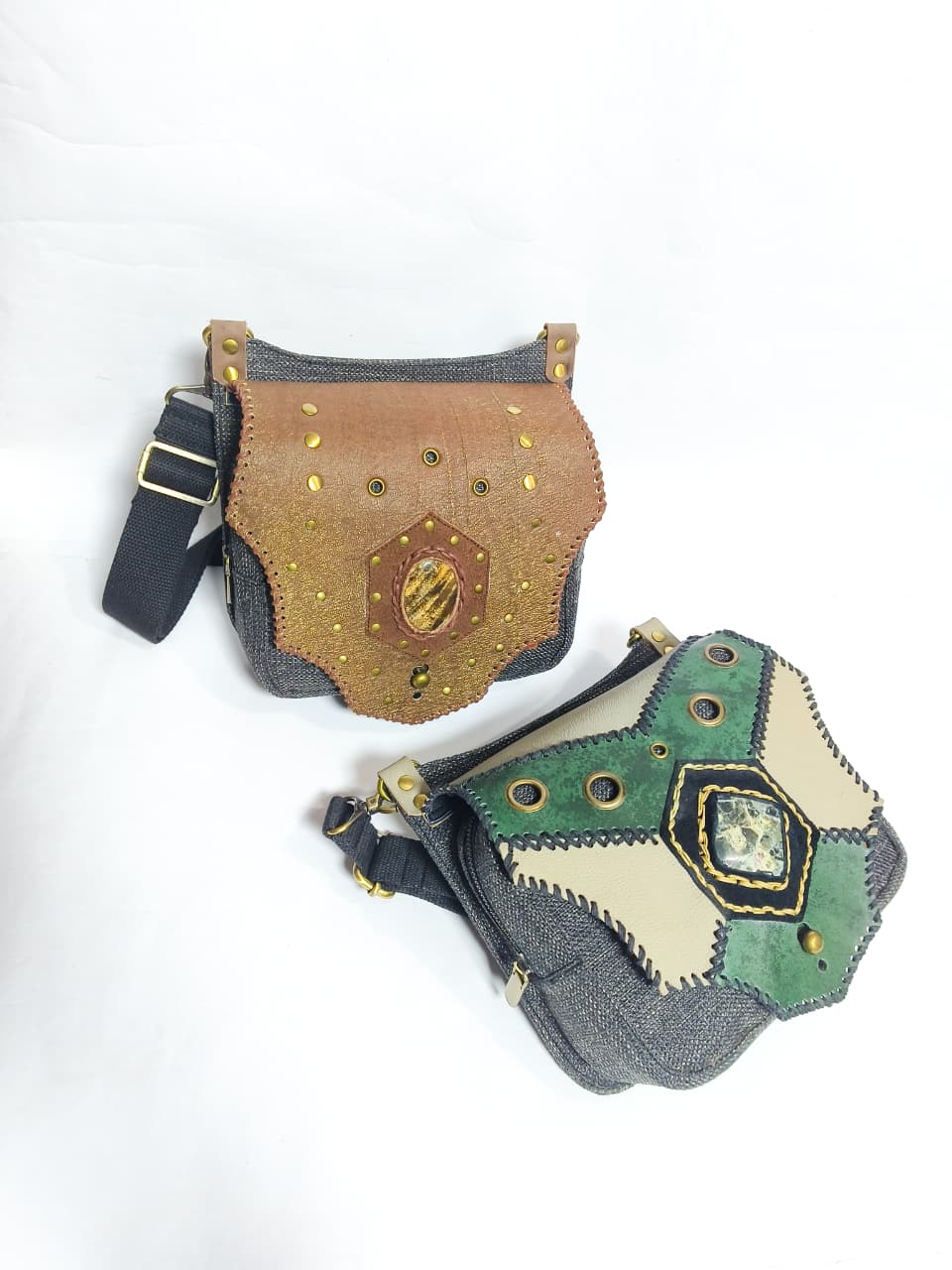 UwaisGen Tas Selempang Pria Goni Tas Selempang Kulit Asli Boho Lucian Bag