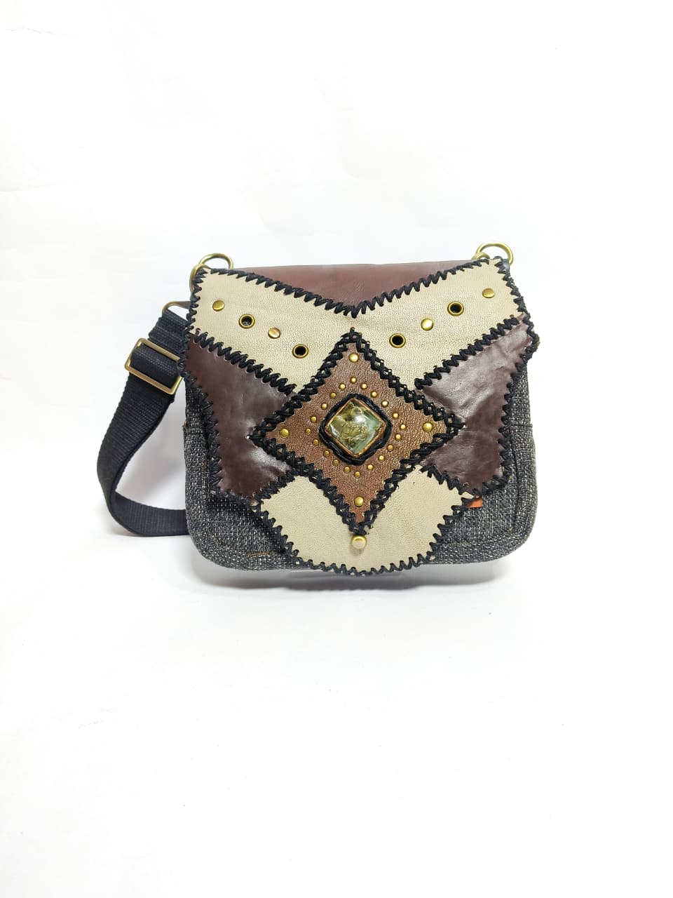 UWAISGEN Tas Selempang Kulit Tas Endek Etnik Bali Handmade Lucian Bag