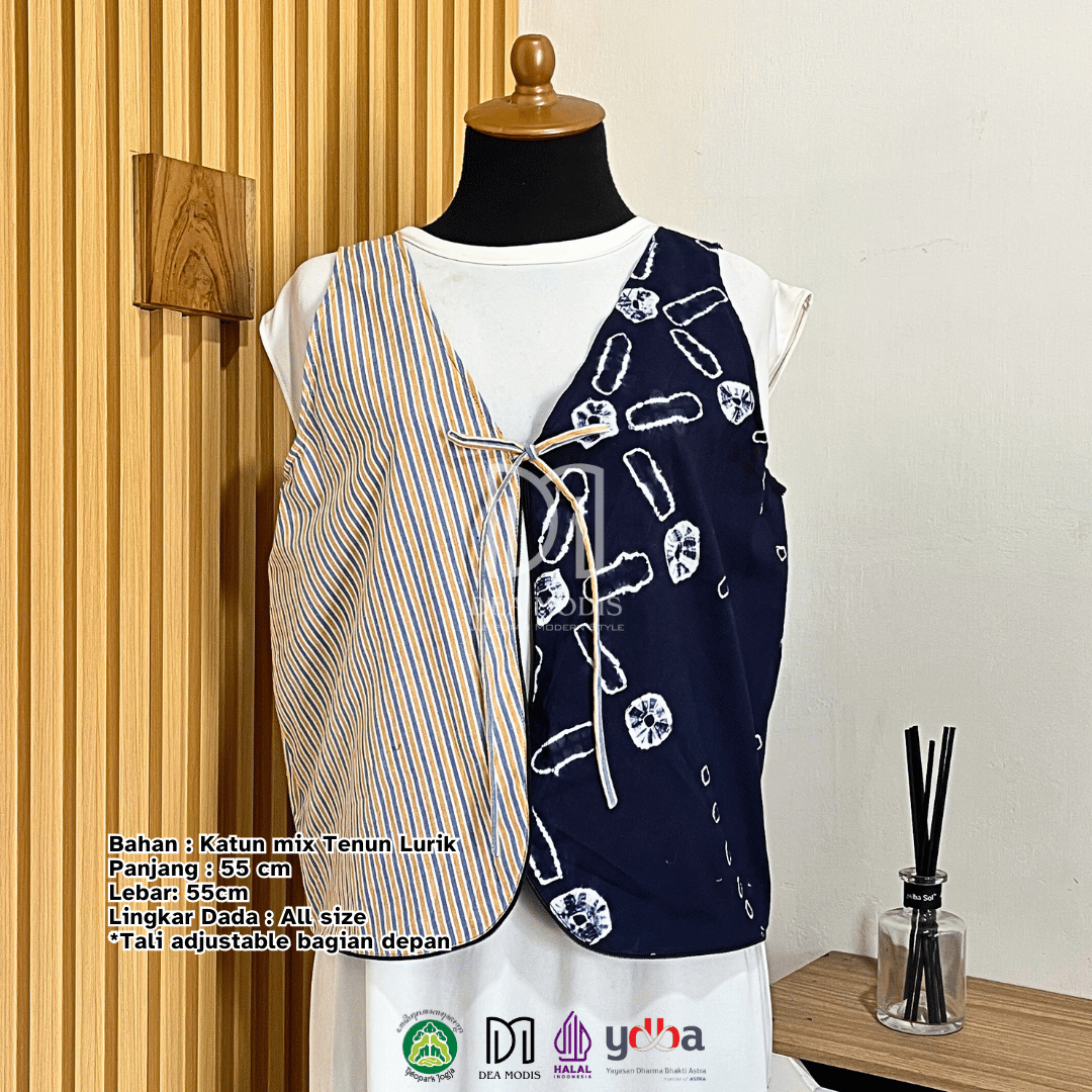 Saisa ToteVest Totebag + Rompi Wanita Batik Jumputan mix Tenun Lurik by Dea Modis Jumputan
