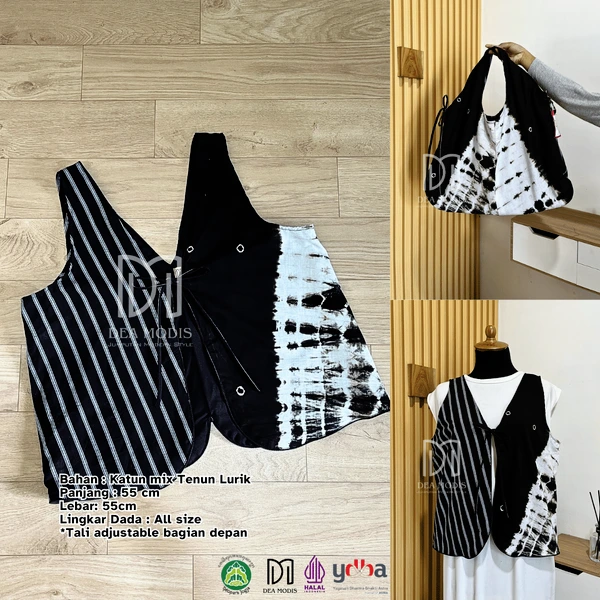 Saisa ToteVest Totebag + Rompi Wanita Batik Jumputan mix Tenun Lurik by Dea Modis Jumputan