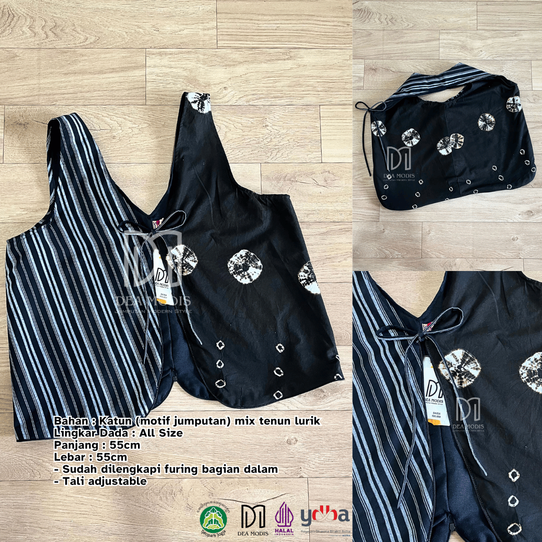 Saisa ToteVest Totebag + Rompi Wanita Batik Jumputan mix Tenun Lurik by Dea Modis Jumputan