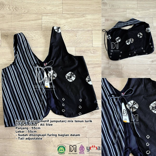 Saisa ToteVest Totebag + Rompi Wanita Batik Jumputan mix Tenun Lurik by Dea Modis Jumputan
