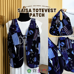 Saisa ToteVest Perca Totebag + Rompi Wanita Batik Jumputan mix Tenun Lurik by Dea Modis Jumputan