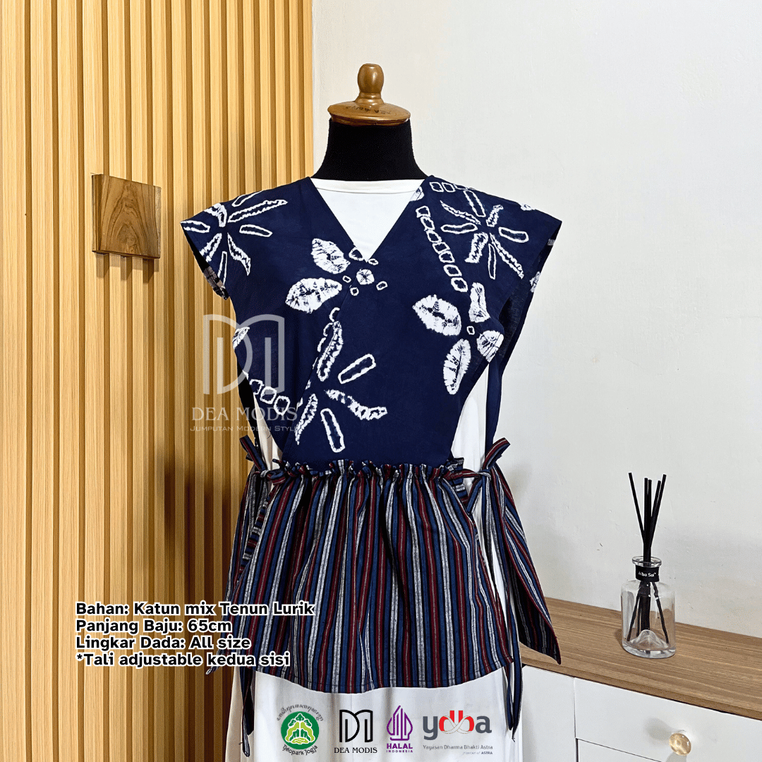 Thalia Vest Rompi Wanita Batik Jumputan mix Tenun Lurik by Dea Modis Jumputan