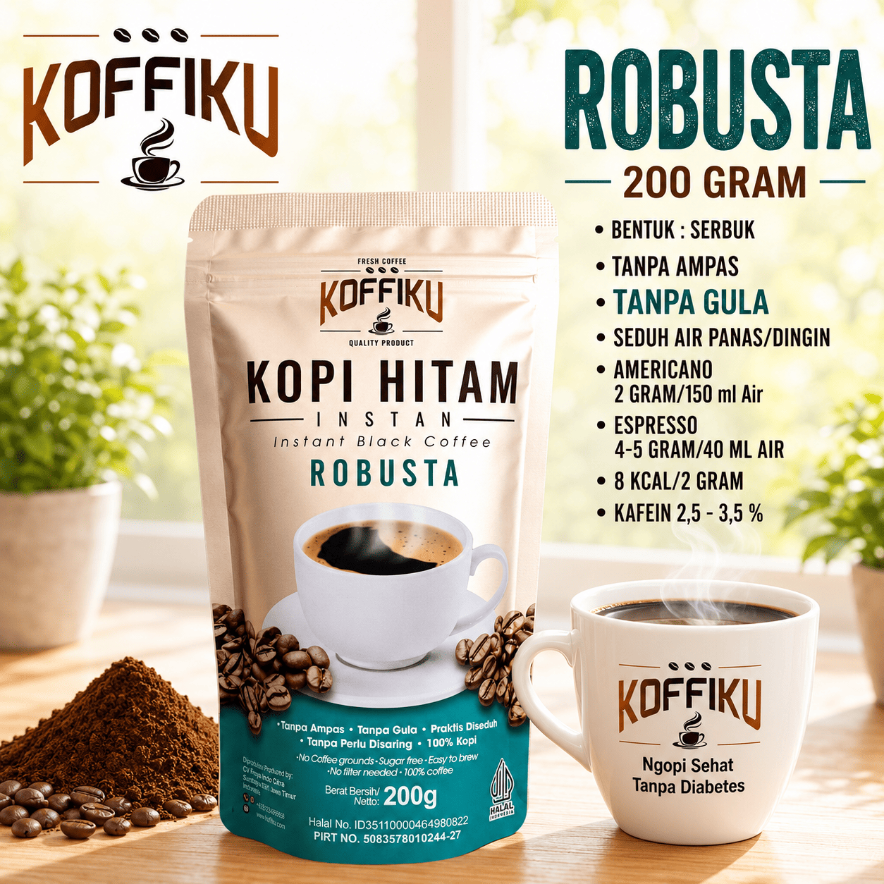 Spray Dried Instan Coffee ROBUSTA 200 GRAM