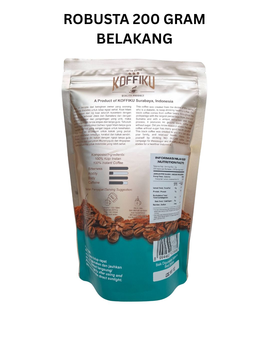 Spray Dried Instan Coffee ROBUSTA 200 GRAM