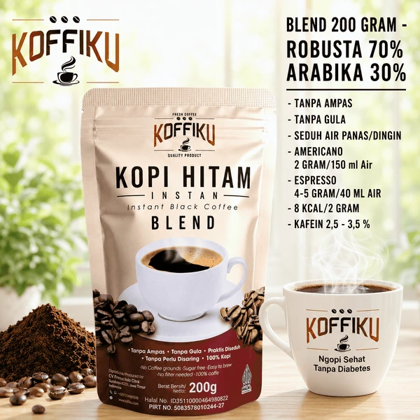 BLEND 200 GRAM Spray Dried Instan Coffee /Kopi Hitam Instan / kopi tanpa ampas