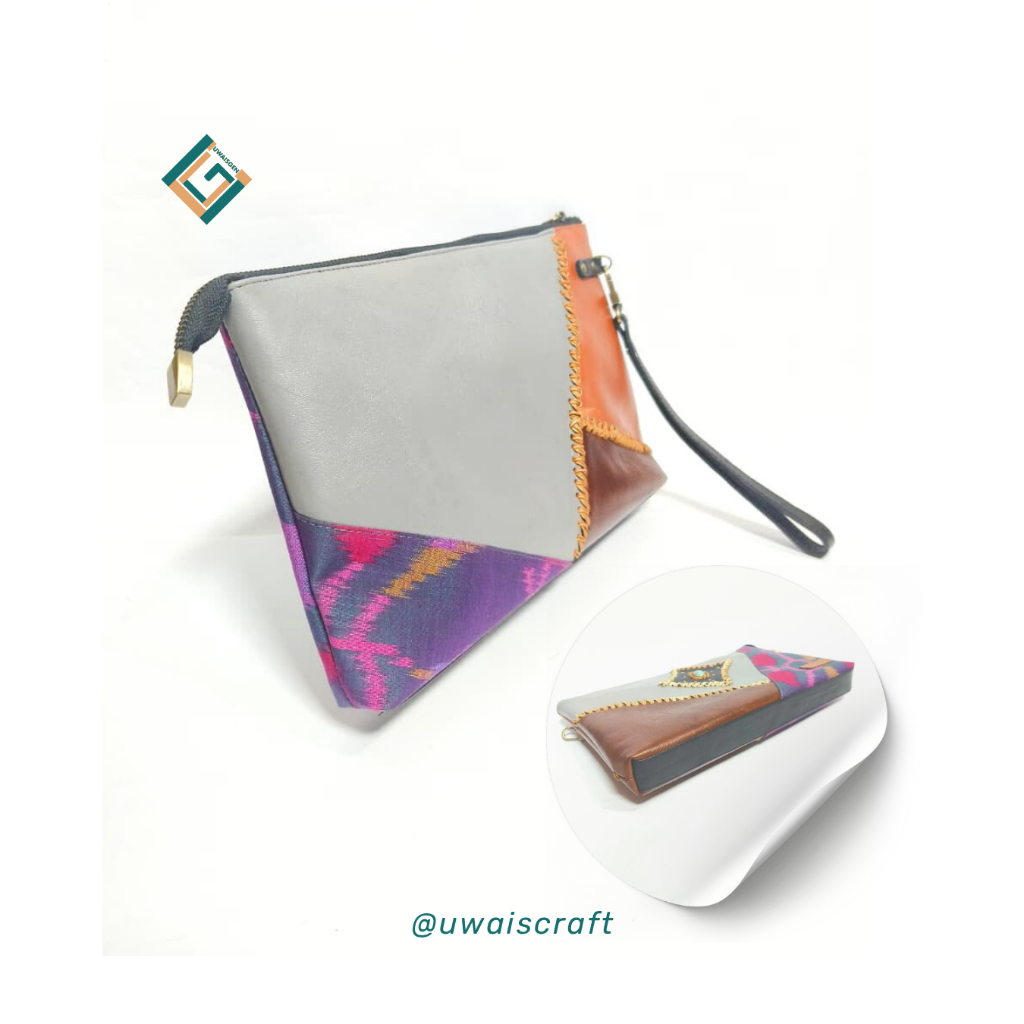 UwaisGen Handbag Kulit Endek Tas Etnik Bali Cluth Pria Wanita Versa Bag