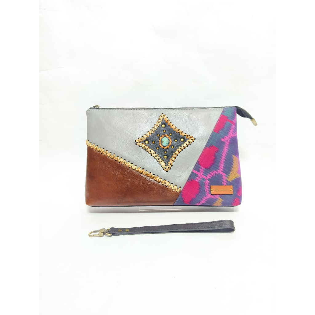 UwaisGen Handbag Kulit Endek Tas Etnik Bali Cluth Pria Wanita Versa Bag