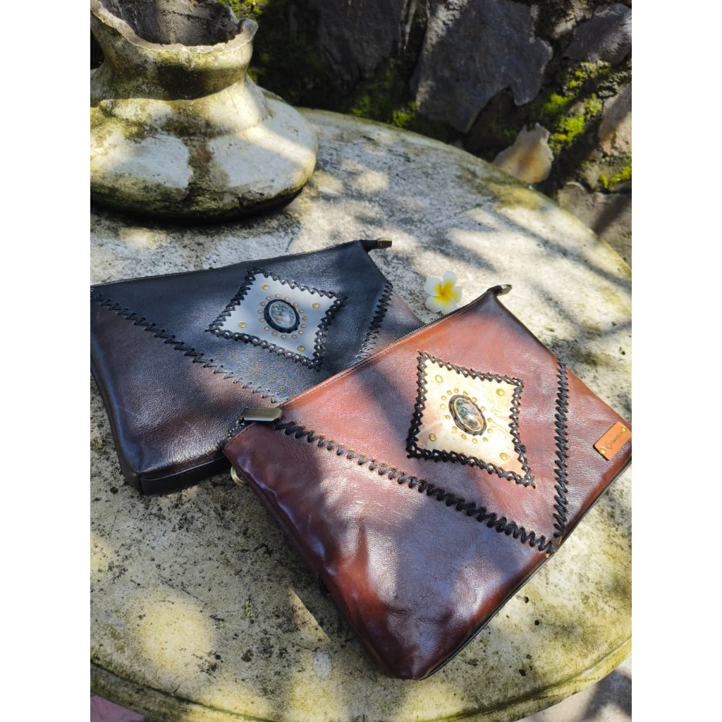 UwaisGen Handbag Kulit Endek Tas Etnik Bali Cluth Pria Wanita Versa Bag