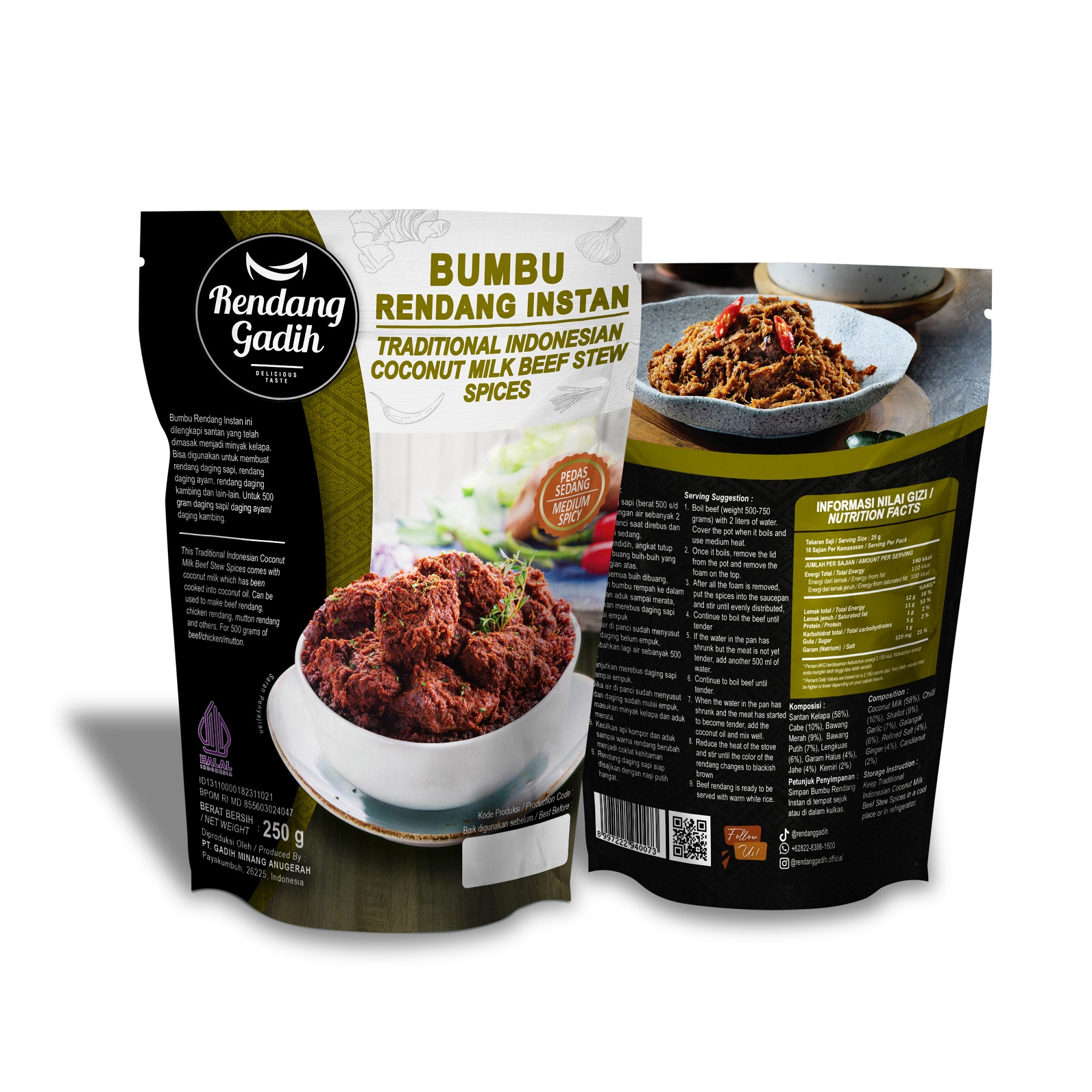Rendang Gadih - Bumbu Rendang Instan 250 g