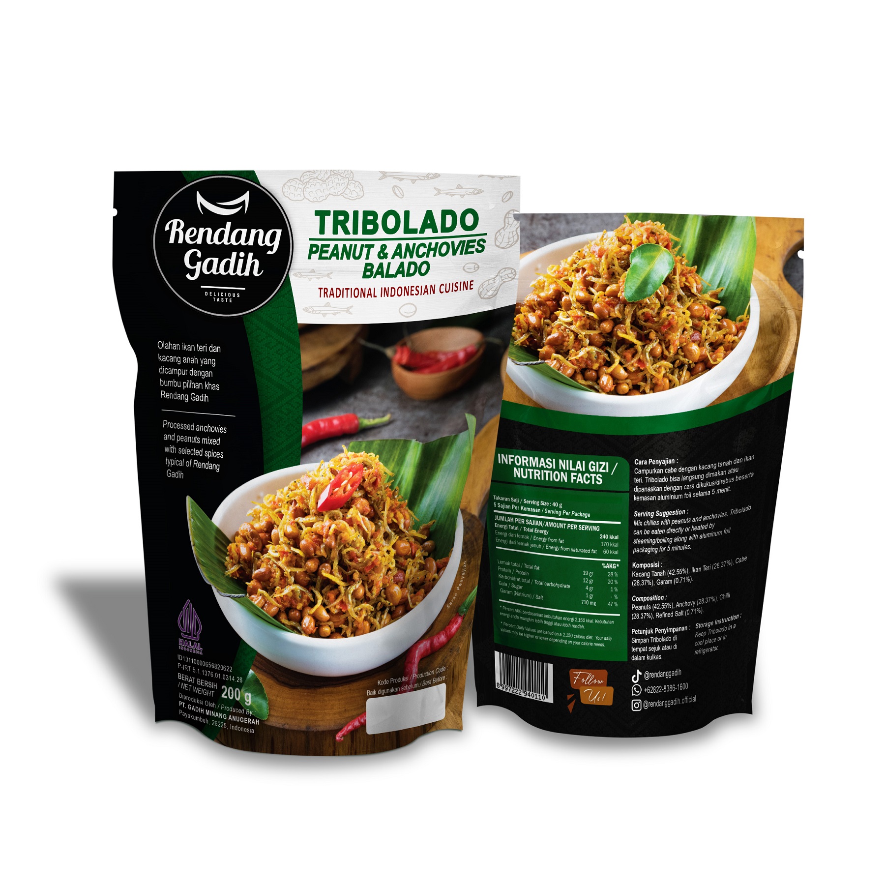 Rendang Gadih - Tribolado (Teri Kacang Balado) 200 g