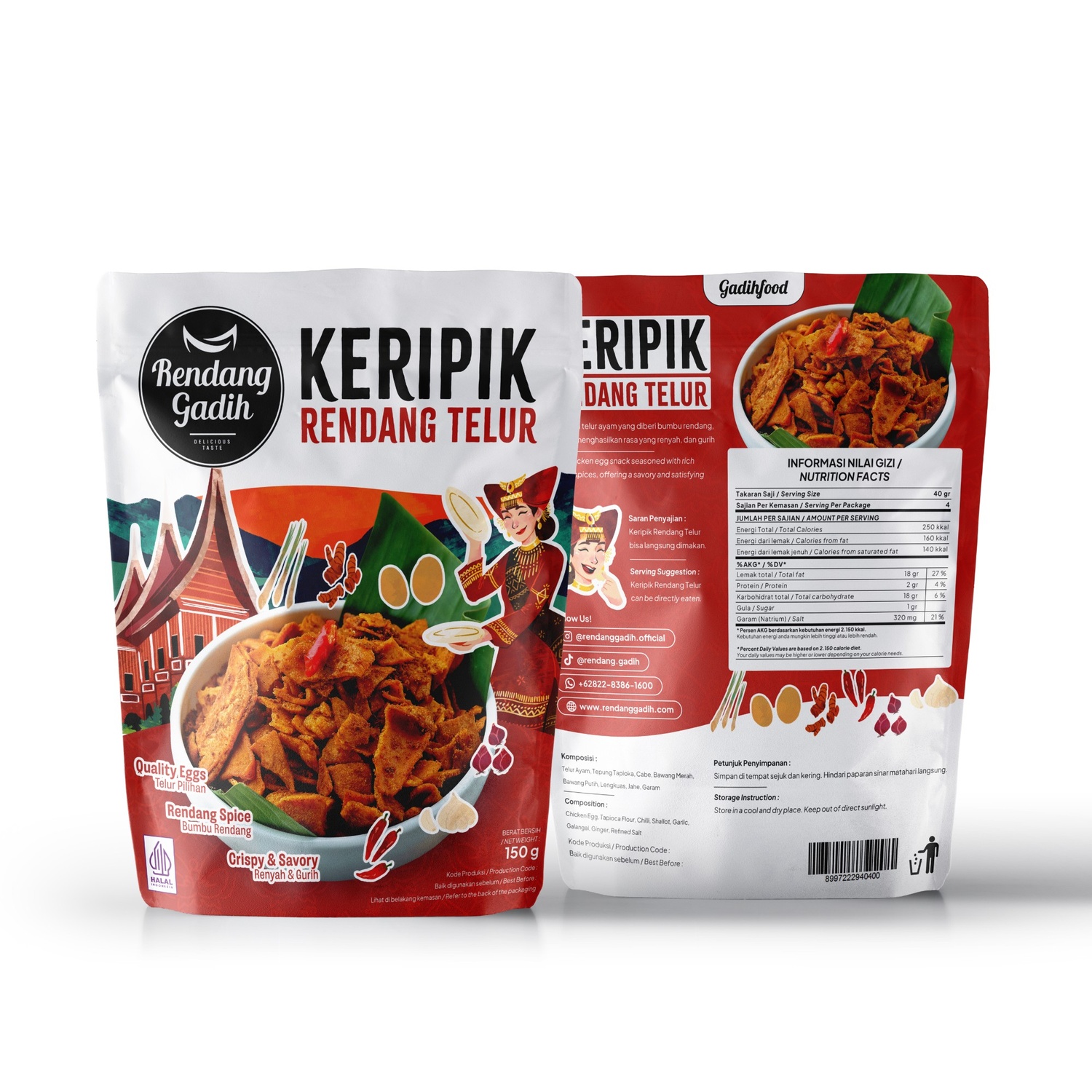 Rendang Gadih - Keripik Rendang Telur 150 g