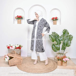 KI Outer Kimono Cardigan Kardigan Panjang Tenun Alesha Abu