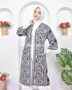 KI Outer Kimono Cardigan Kardigan Panjang Tenun Alesha Abu