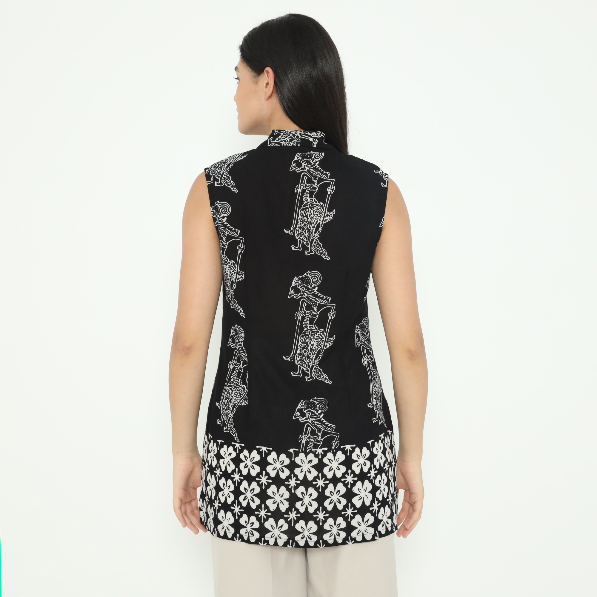 KIBS Kebaya Kutubaru Karin Wayang Hitam Putih