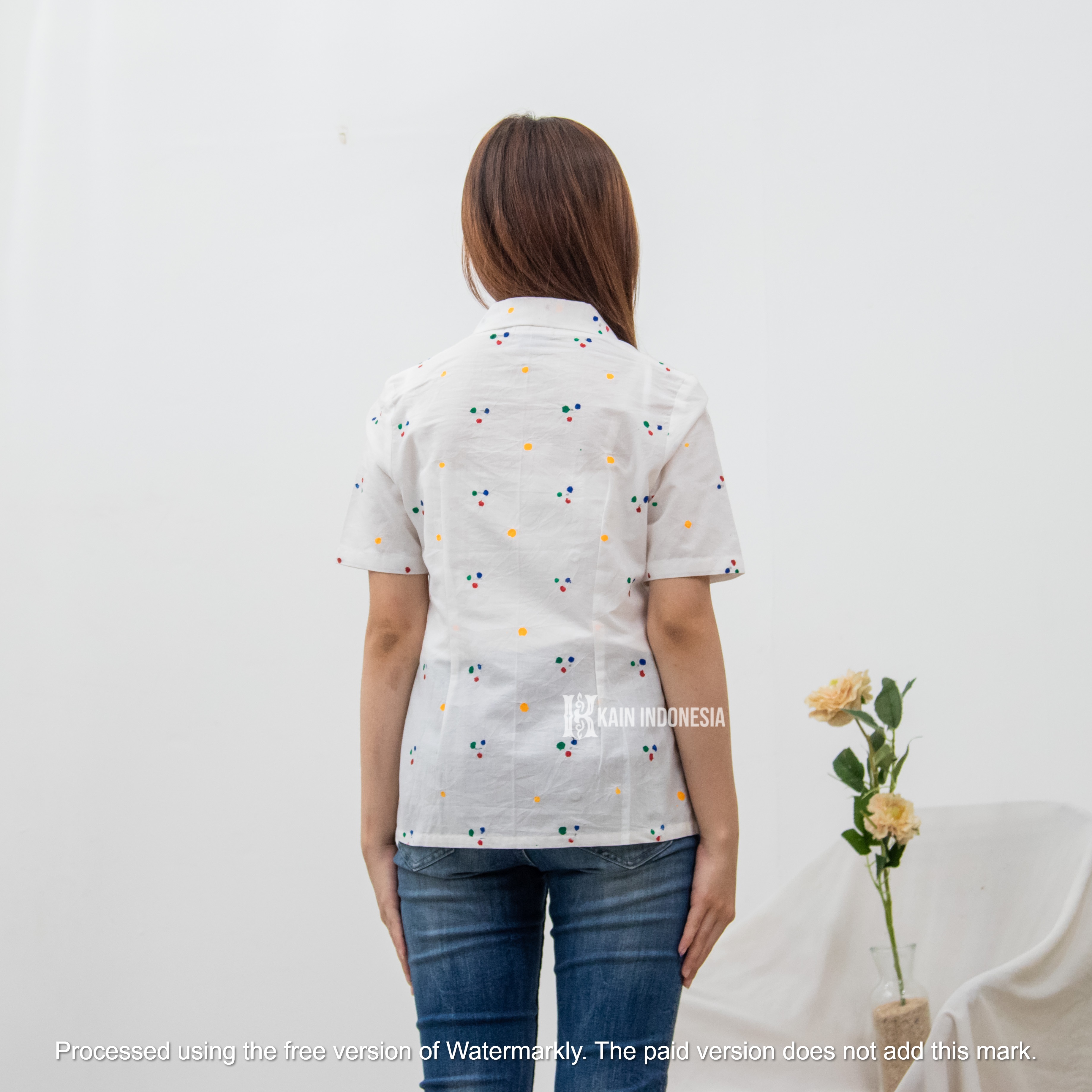 KIBS Kebaya Kutubaru Belva Jumputan Jogya Cengkeh Putih Merah