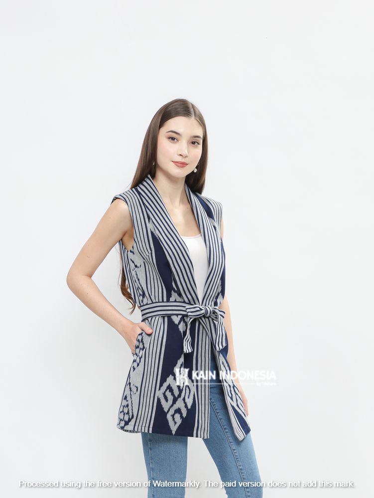 KIBS Vest Ressa Tenun Zola Biru Outer Wanita Kekinian
