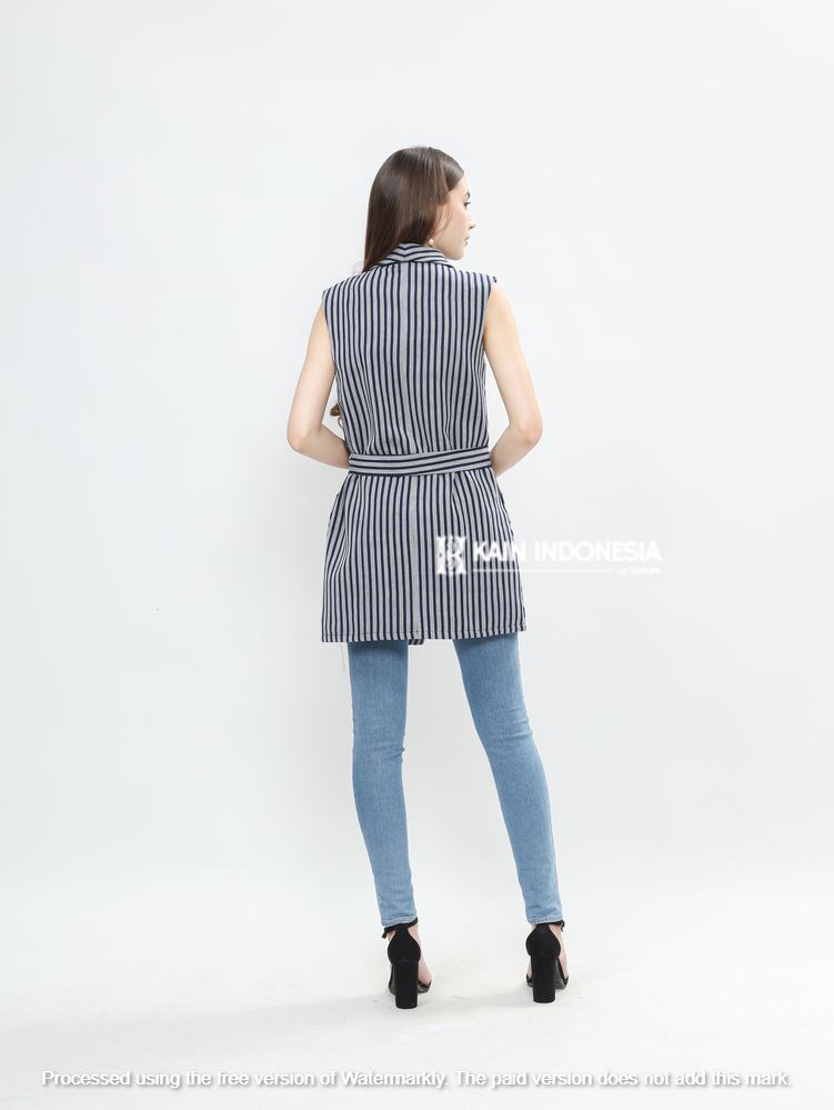 KIBS Vest Ressa Tenun Zola Biru Outer Wanita Kekinian